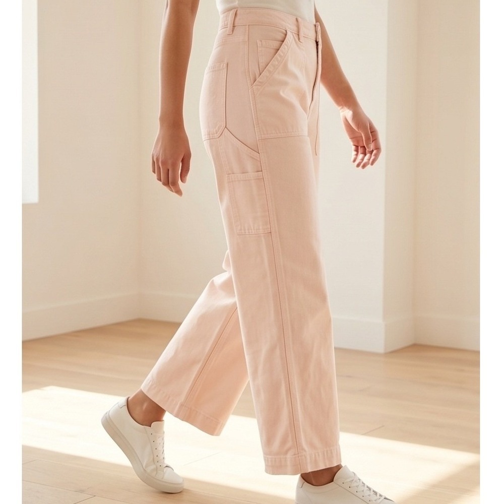 American Eagle 6 Super High-Rise Baggy Wide Leg Jeans Pale Pink 28W NWT - Picture 2 of 16
